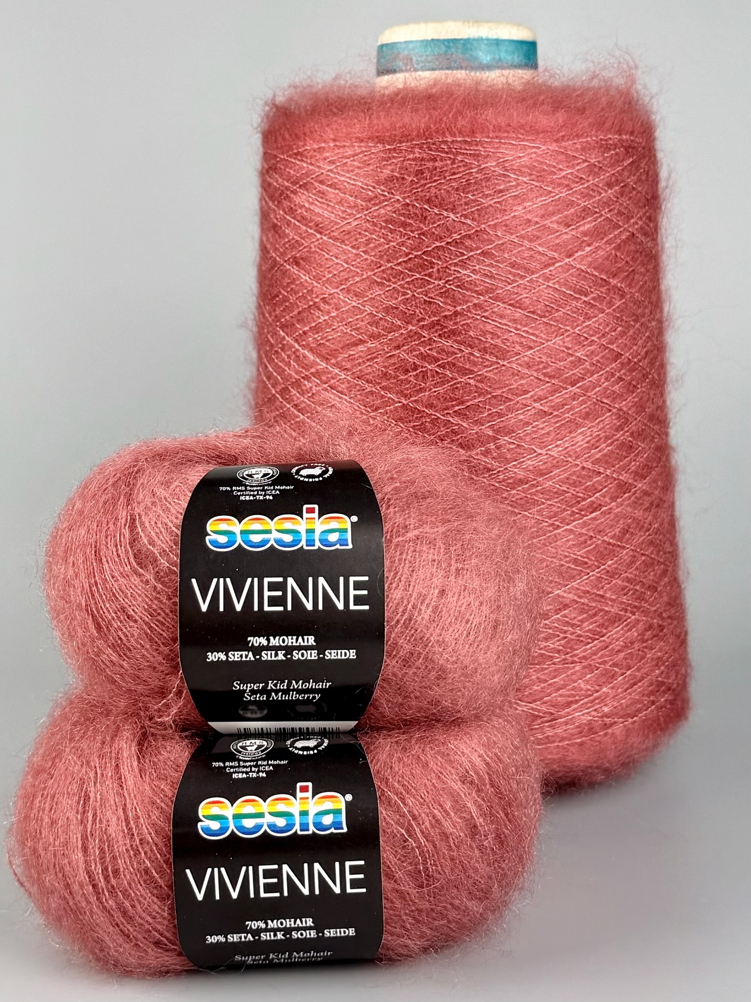 Manifattura Sesia Art. Vivienne 850 m / 100 g – Fil en kid mohair et soie de mûrier col. Rose ancien 5026 photo 3